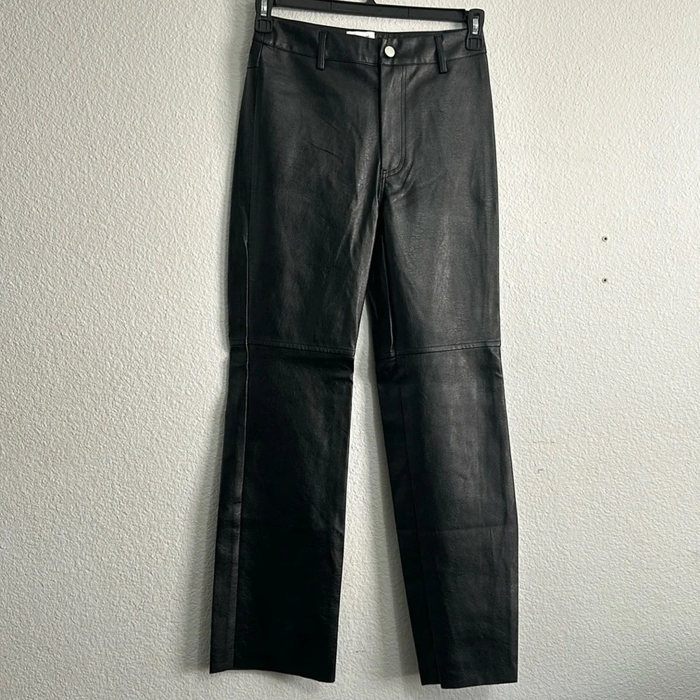 Princess Polly Faux Leather Pants Black High Rise Womens Size 4 Grunge Goth